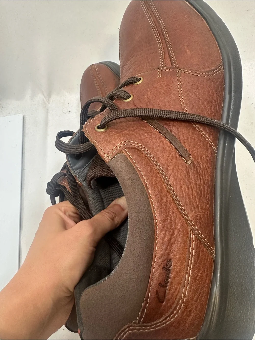Clarks Collection Brown Leather Comfort Shoes Size 15